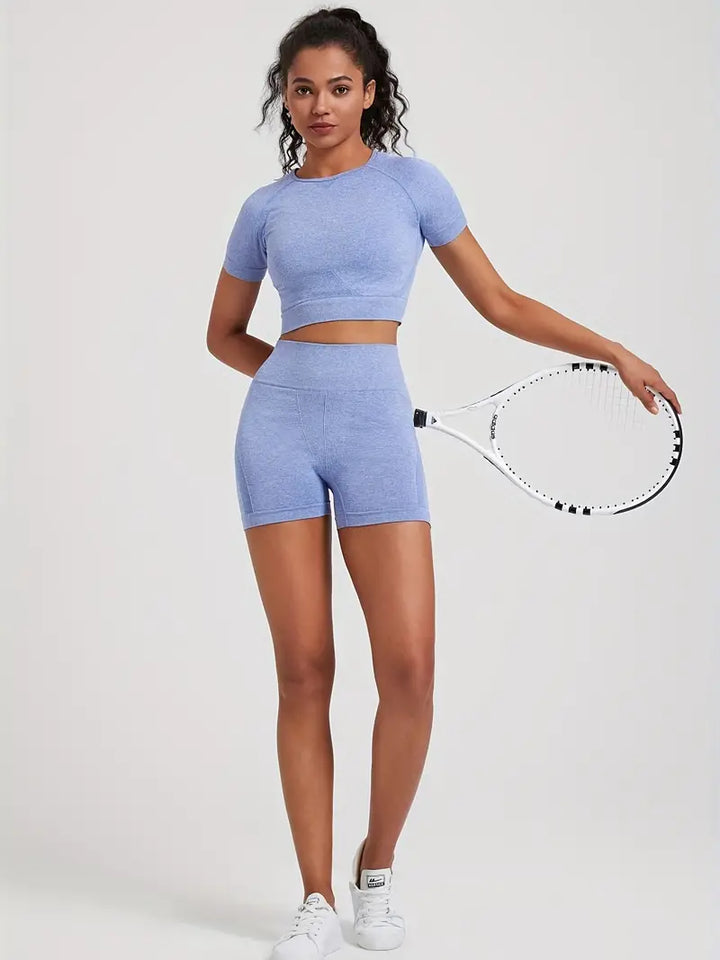 Famke | Women's Gym Set – 2-Piece High-Waist Legging and Top-Metro Lane Plaza