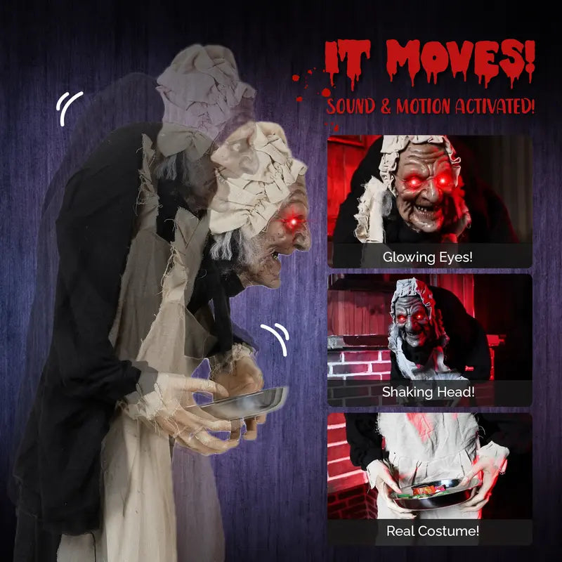 Women's 5ft Animated Halloween Figure with Sound and LED Eyes