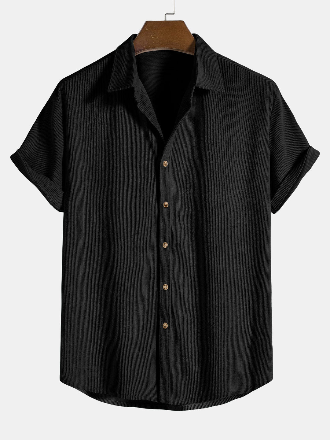 Kortärmad skjorta med knappar och shorts med dragsko för män