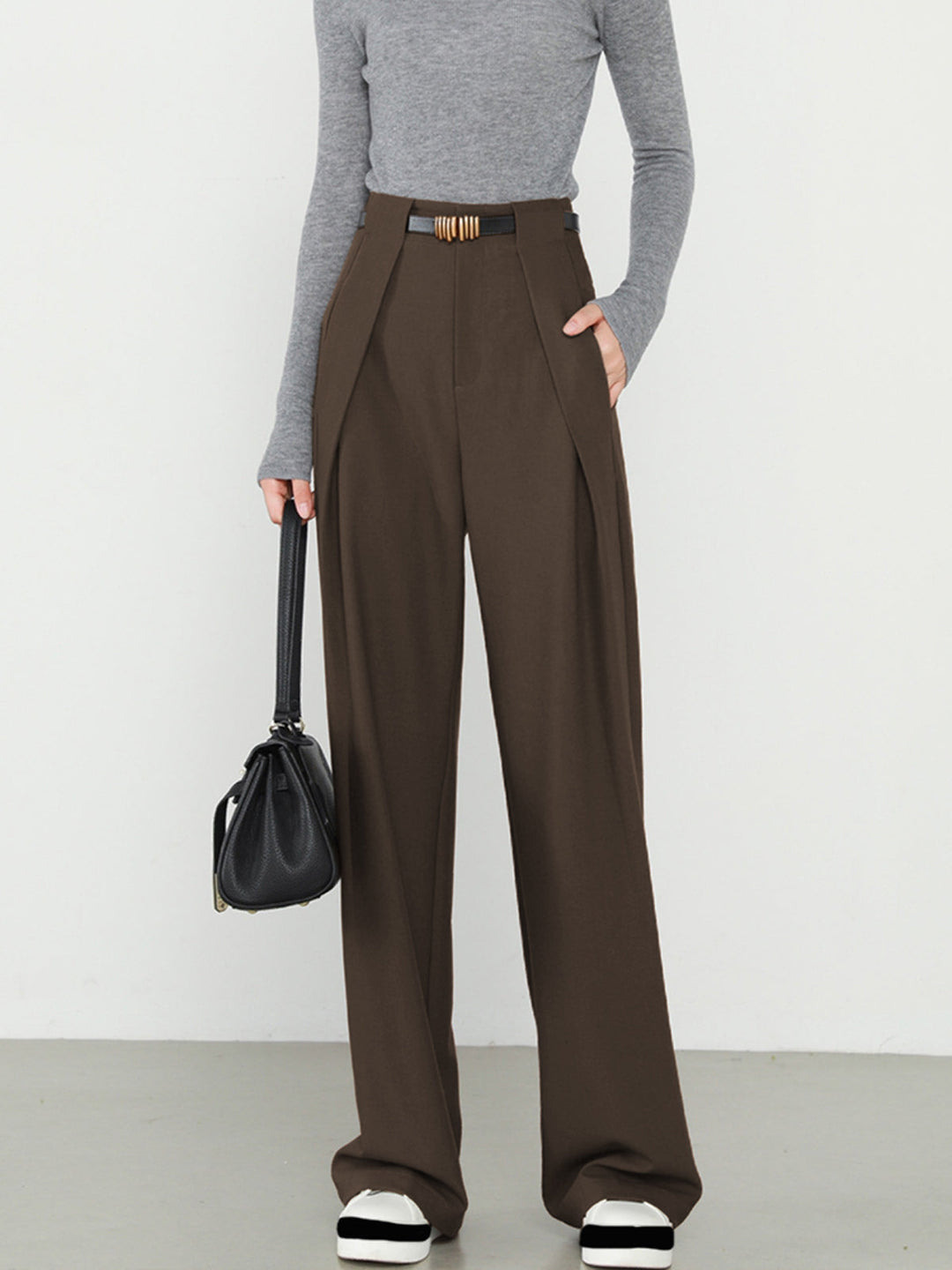 Alex | Women's Straight Pants with Solid Design and Functional Pockets-Metro Lane Plaza