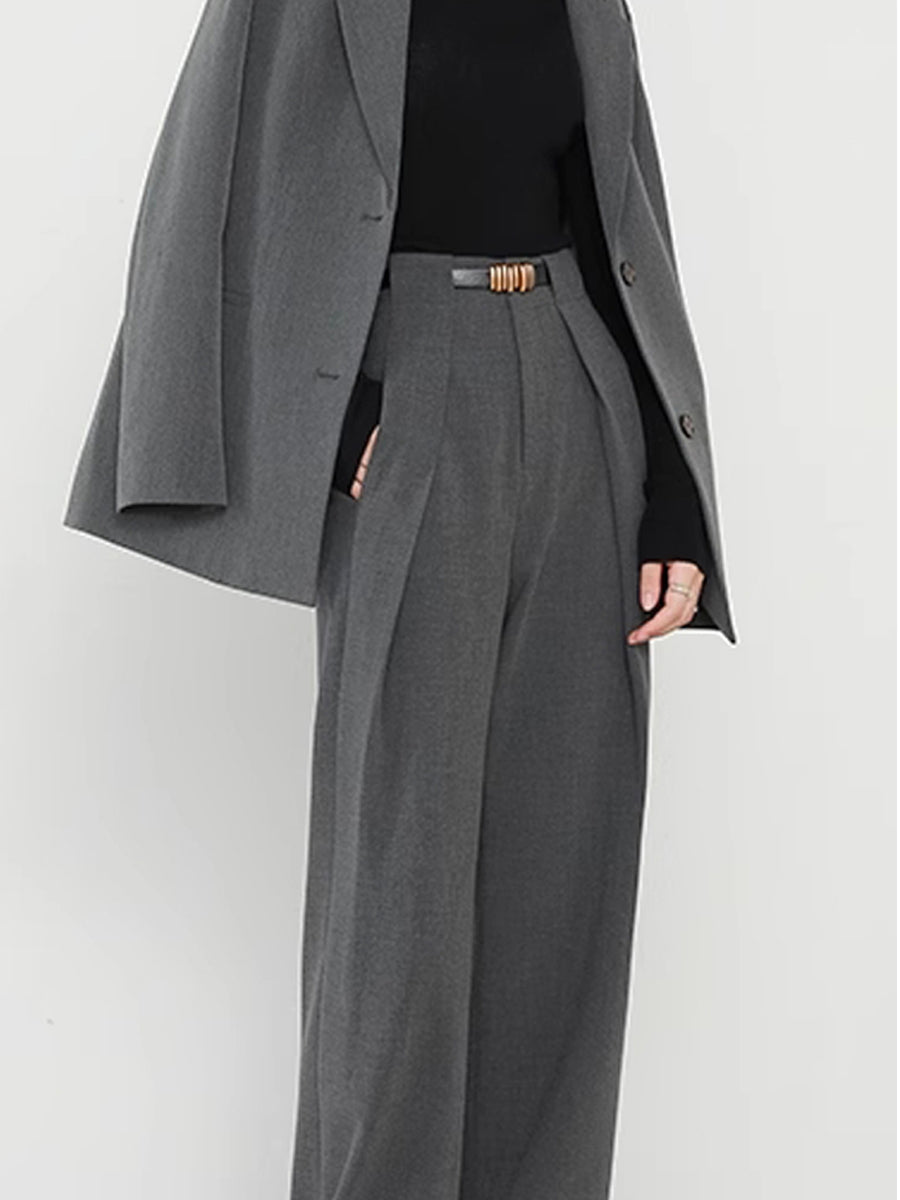 Alex | Women's Straight Pants with Solid Design and Functional Pockets-Metro Lane Plaza