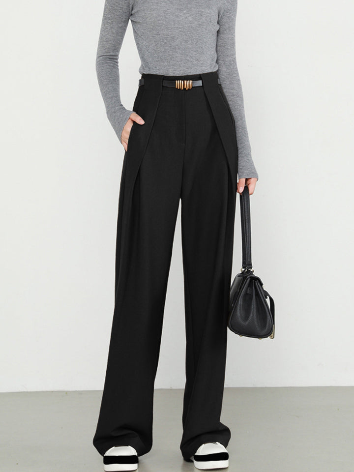 Alex | Women's Straight Pants with Solid Design and Functional Pockets-Metro Lane Plaza