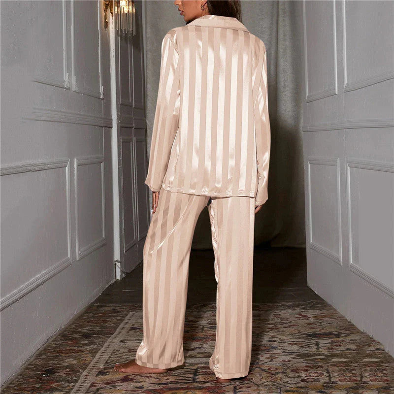 Ally | Women's Stylish Silk Pajama Set-Metro Lane Plaza