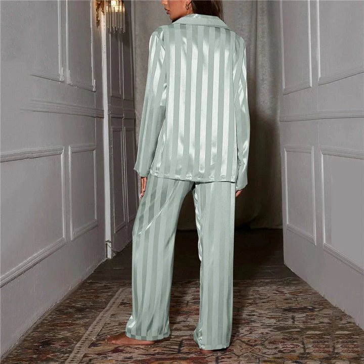 Ally | Women's Stylish Silk Pajama Set-Metro Lane Plaza