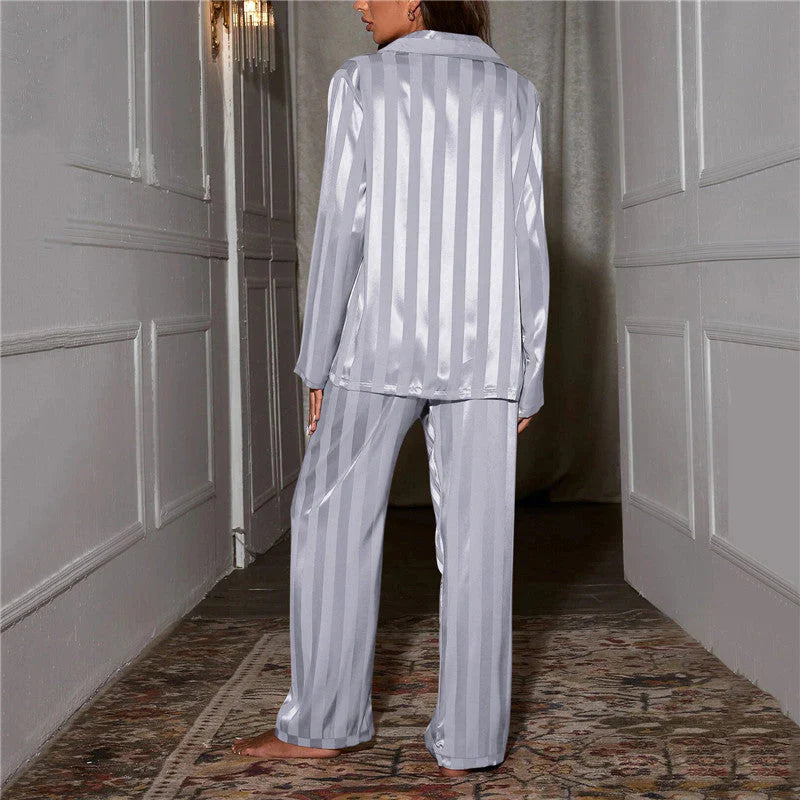 Ally | Women's Stylish Silk Pajama Set-Metro Lane Plaza