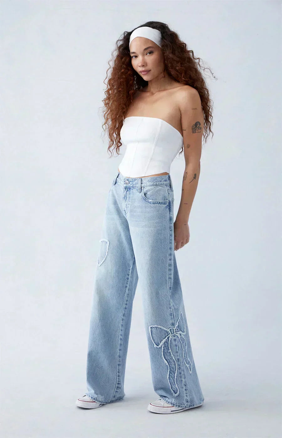 Althea | Women's Baggy Jeans with Bow Detail-Metro Lane Plaza