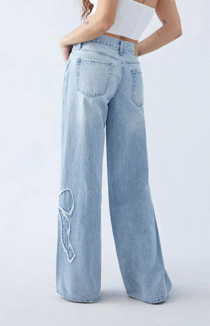 Althea | Women's Baggy Jeans with Bow Detail-Metro Lane Plaza