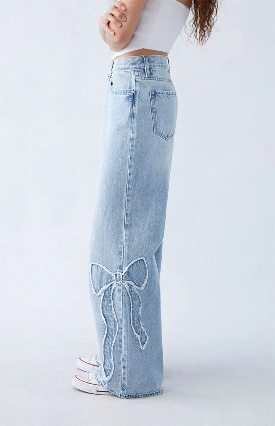 Althea | Women's Baggy Jeans with Bow Detail-Metro Lane Plaza