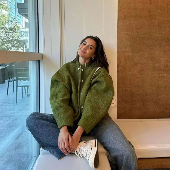 Autumn Oversized Bomber | Women's Relaxed Fit Bomber Jacket-Metro Lane Plaza