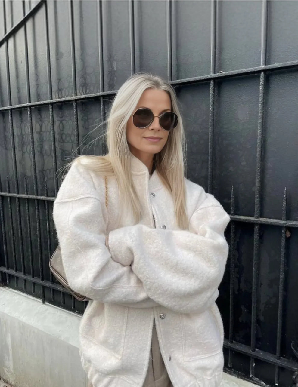 Autumn Oversized Bomber | Women's Relaxed Fit Bomber Jacket-Metro Lane Plaza