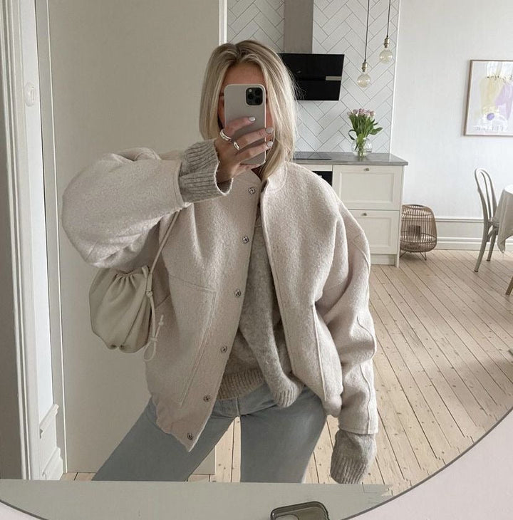 Autumn Oversized Bomber | Women's Relaxed Fit Bomber Jacket-Metro Lane Plaza