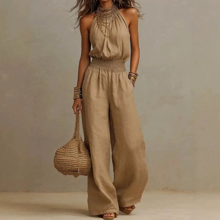 Jumpsuit med halterneck och vida ben för kvinnor