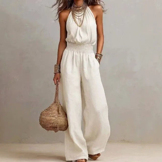 Jumpsuit med halterneck och vida ben för kvinnor