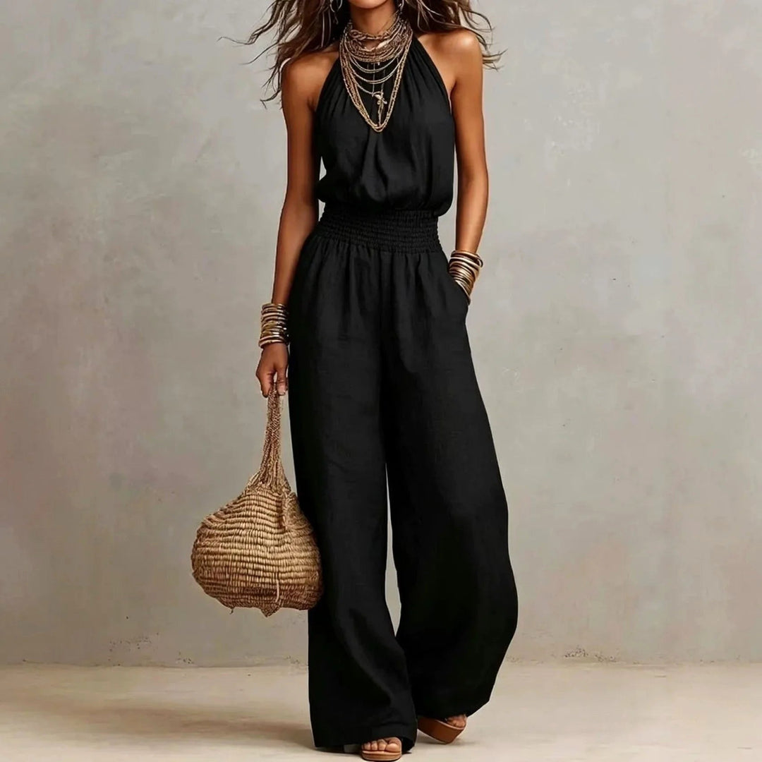 Jumpsuit med halterneck och vida ben för kvinnor