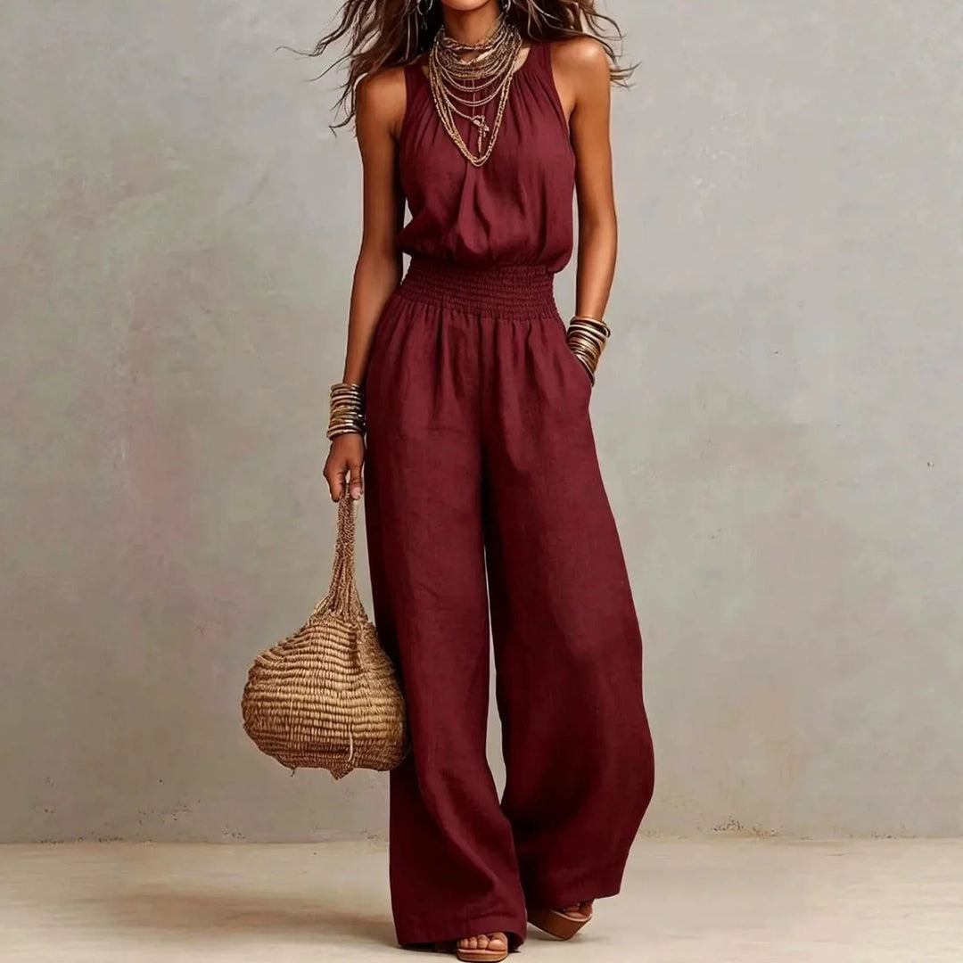 Jumpsuit med halterneck och vida ben för kvinnor