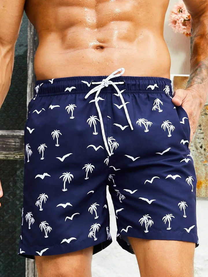 Men's Bathing Shorts with Tropical Palm Print