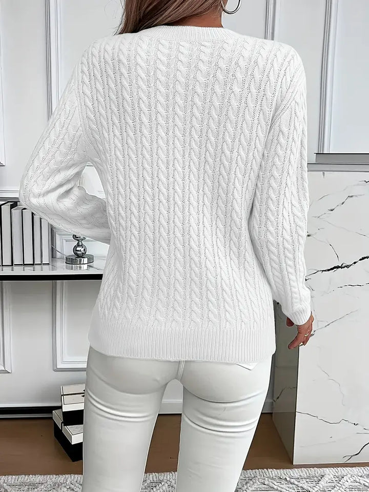 Pullover da donna dalla vestibilità comoda, in maglia a trecce