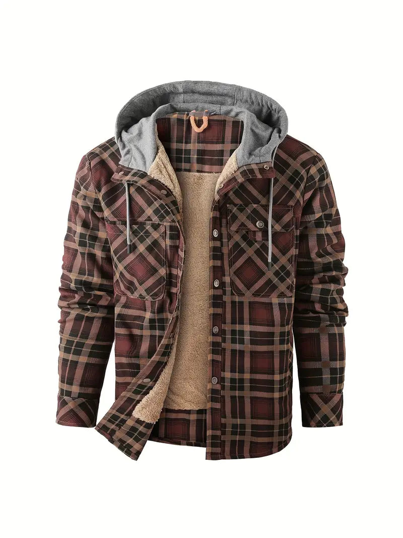 Karierte Jacke mit Kapuze für Herren