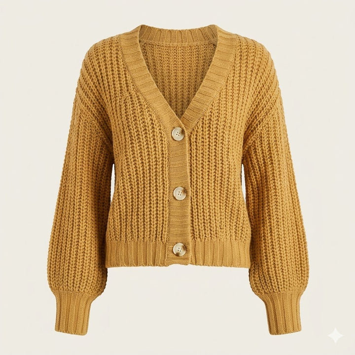 Kvinders grovstrikkede cardigan med knapper