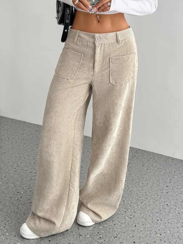 Ainsley | Women's Wide Leg Corduroy Pants-Metro Lane Plaza
