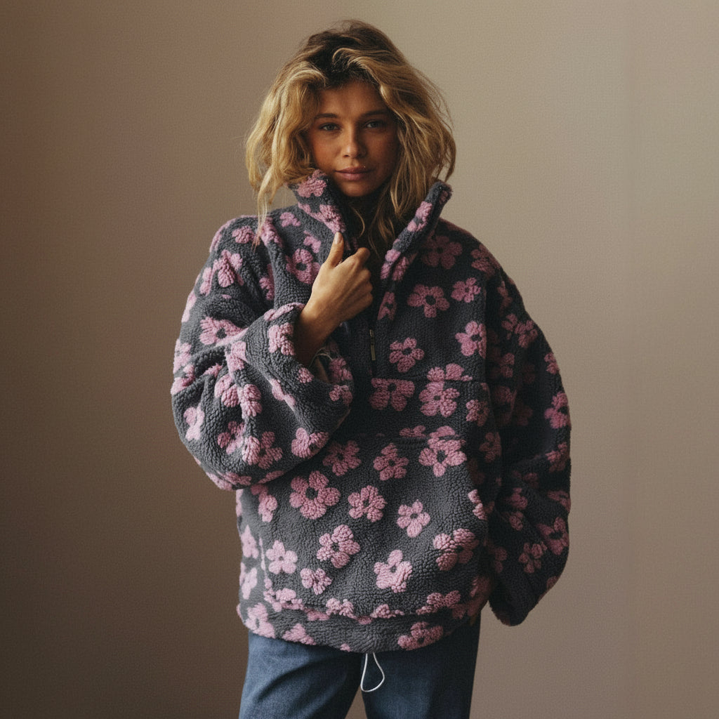 Fleece-damessweatshirt Flower Power