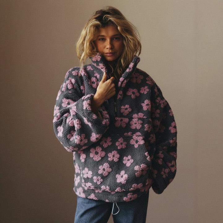 Fleece-damessweatshirt Flower Power