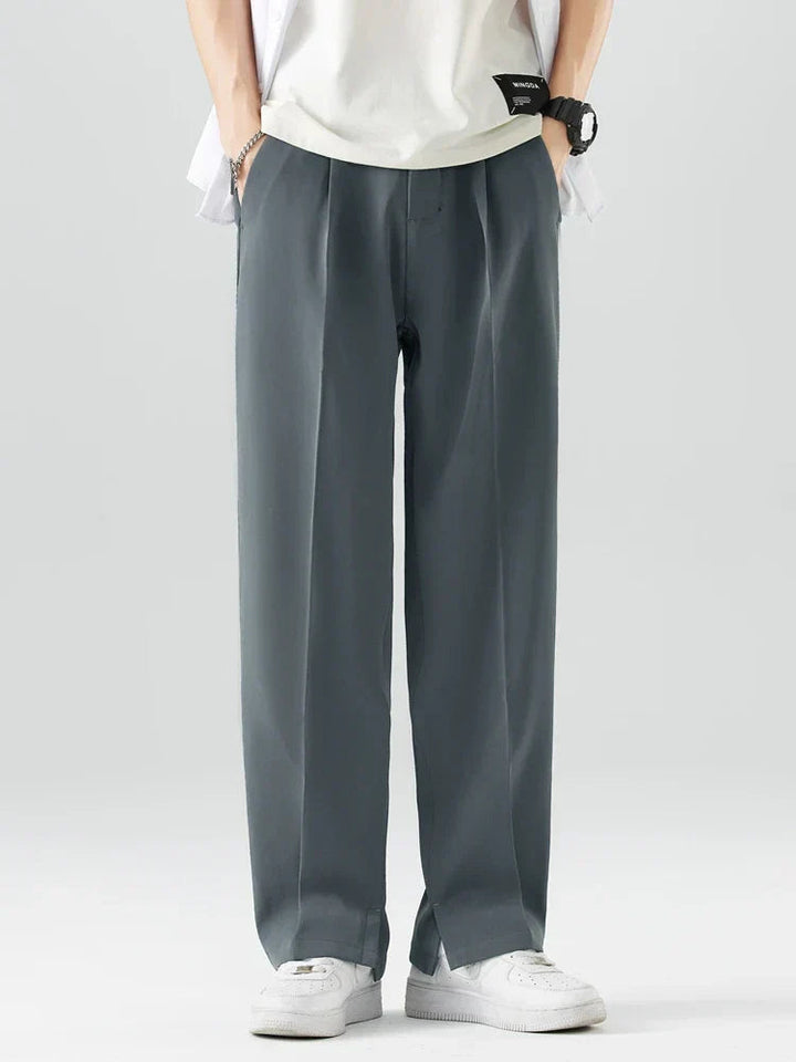 Barry | Men's High-Waisted Pleated Wide-Leg Trousers-Metro Lane Plaza