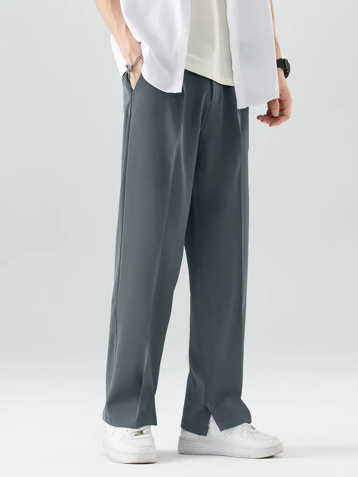Barry | Men's High-Waisted Pleated Wide-Leg Trousers-Metro Lane Plaza