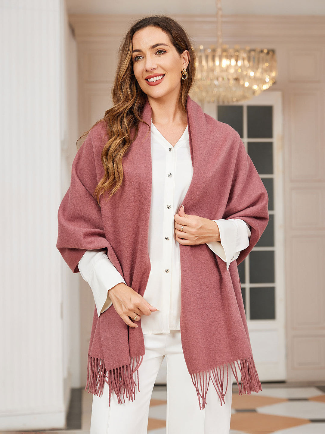 Dikra Wool Scarf | Women's Elegant Fringed Wool Scarf for Warmth-Metro Lane Plaza