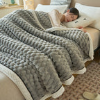 Reversible Thick Coral Fleece Blanket - Soft and Cozy-Metro Lane Plaza