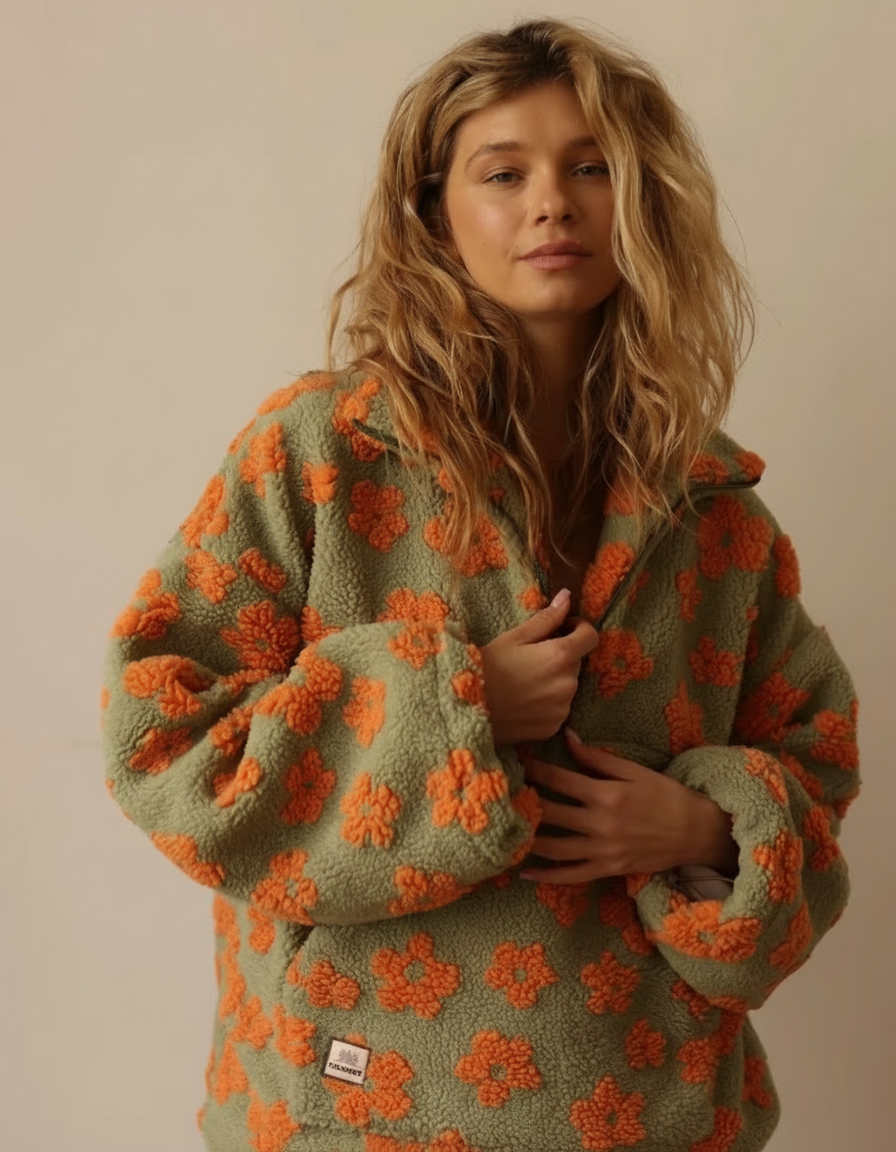 Fleece-damessweatshirt Flower Power