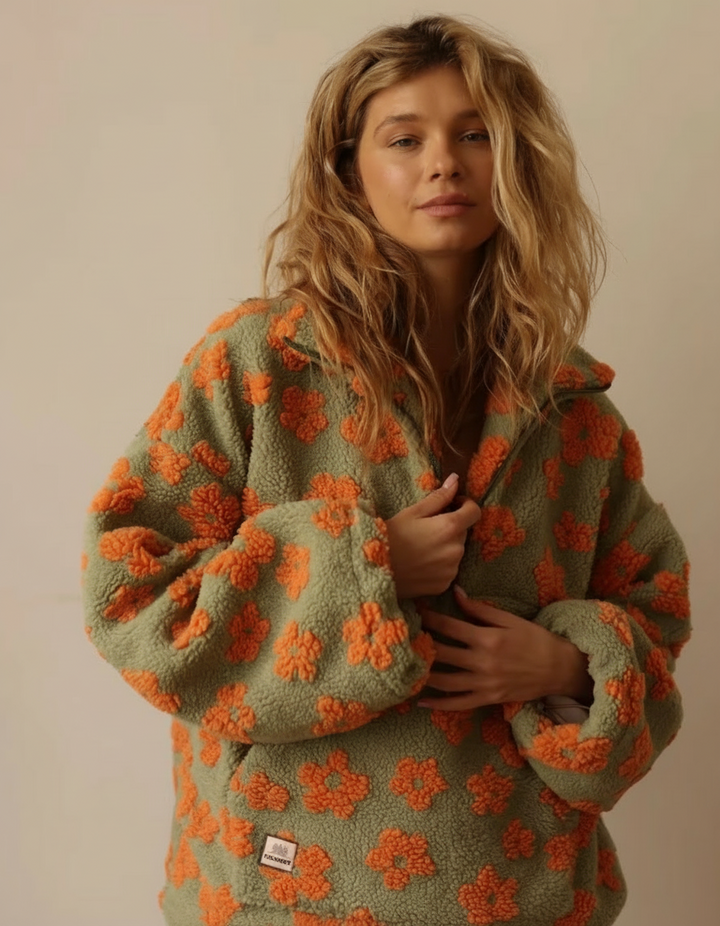Fleece-damessweatshirt Flower Power