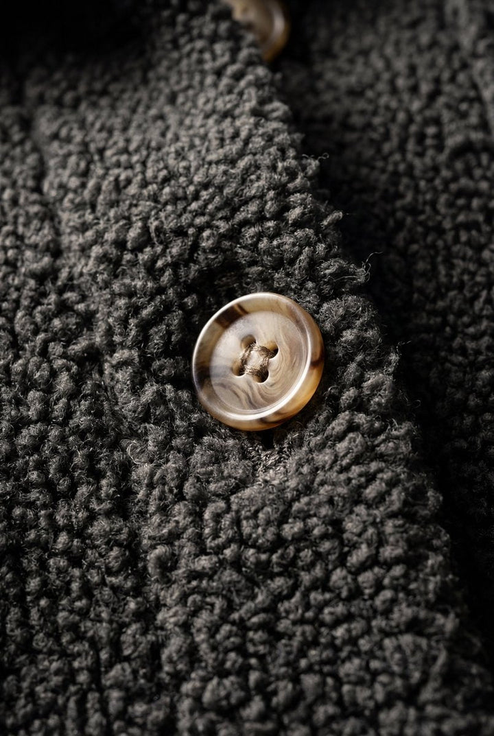 Casaco-camisa de pelo teddy para senhora, corte descontraído