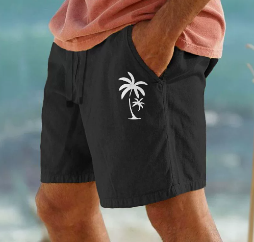 Men's Summer Shorts with Palm Embroidery