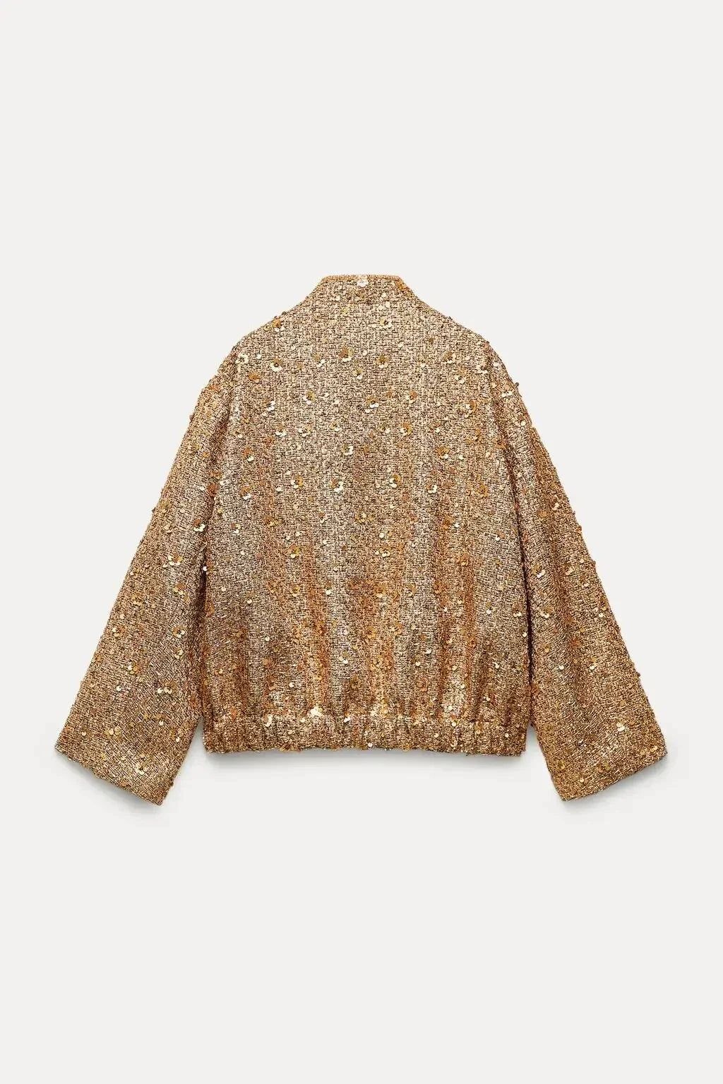 Sophia | Women's Gold Sequin Bomber Jacket-Metro Lane Plaza