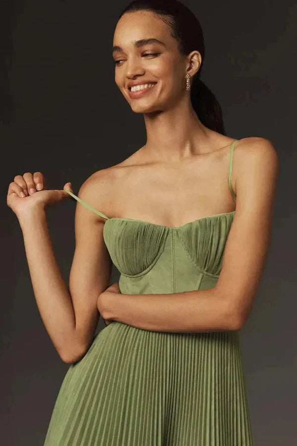 Brianna | Women's Sleeveless Pleated Midi Dress-Metro Lane Plaza