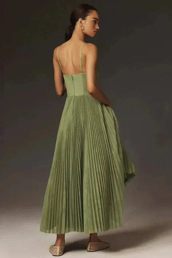 Brianna | Women's Sleeveless Pleated Midi Dress-Metro Lane Plaza