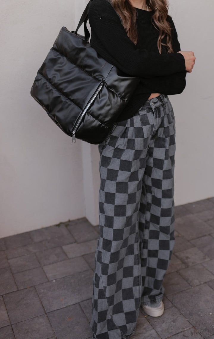 Briar | Women's Checked Denim Jeans for Stylish Comfort-Metro Lane Plaza