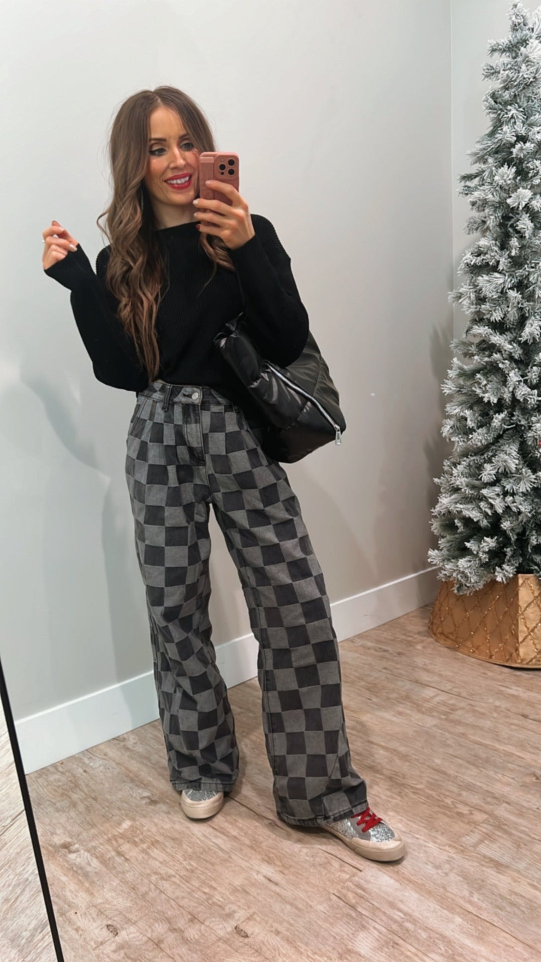 Briar | Women's Checked Denim Jeans for Stylish Comfort-Metro Lane Plaza