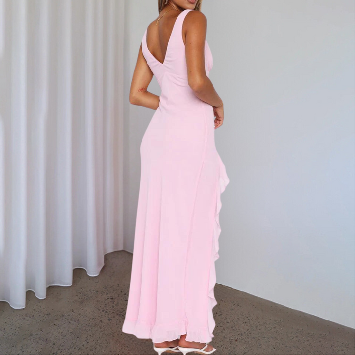 Bridget | Women's Sleeveless V-Neck Long Dress-Metro Lane Plaza