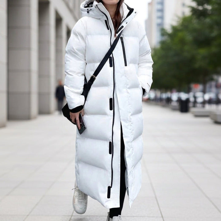 Wasserdichte gesteppte Damen-Parka mit Kapuze, langer Wintermantel