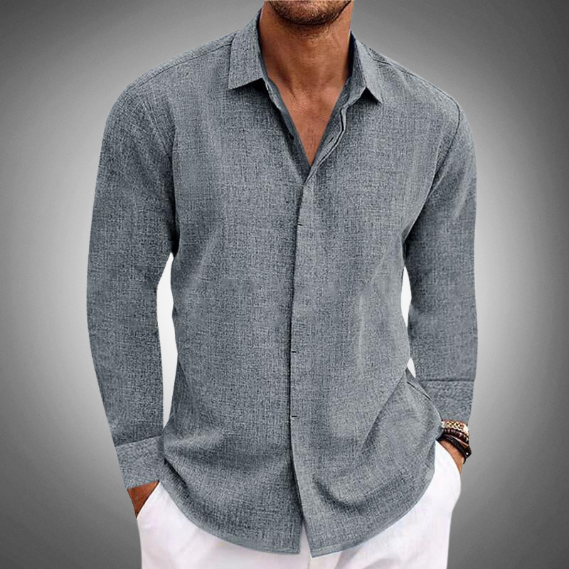 Men's Long Sleeve Button-Down Casual Shirt-Metro Lane Plaza