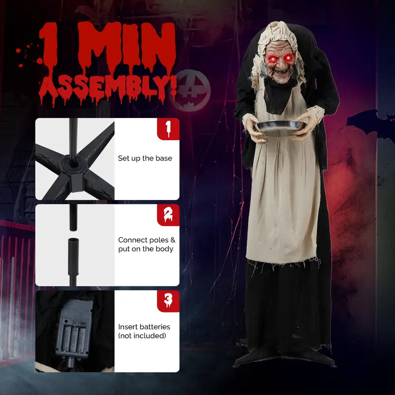 Women's 5ft Animated Halloween Figure with Sound and LED Eyes