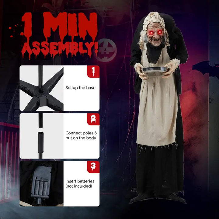 Women's 5ft Animated Halloween Figure with Sound and LED Eyes