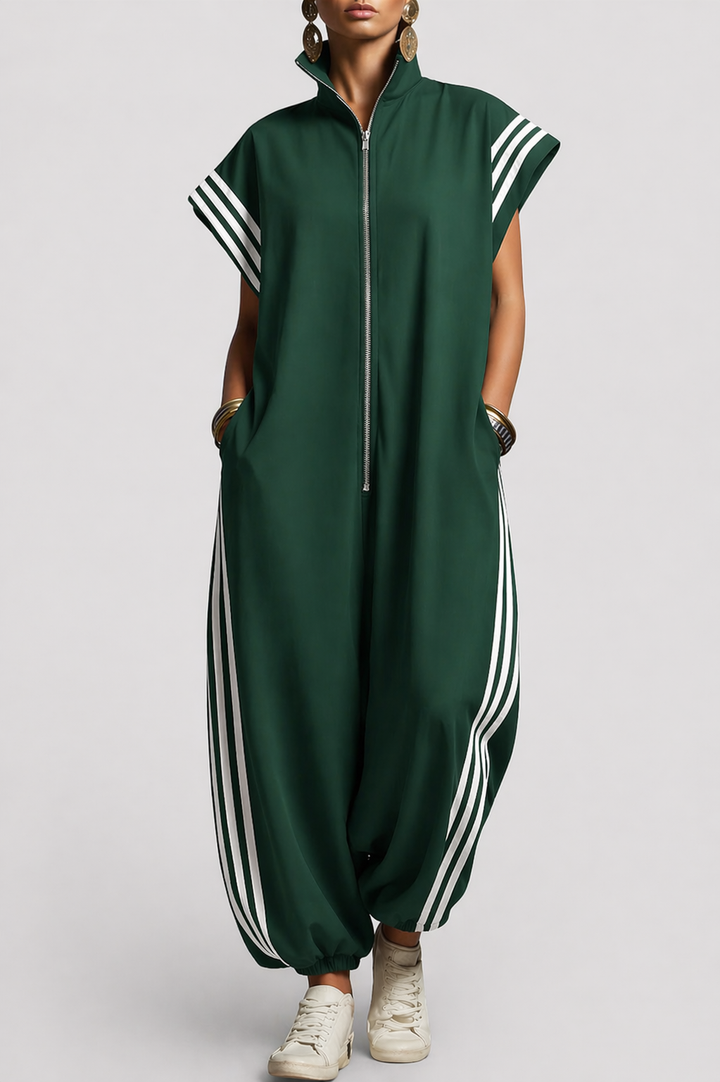 Stilfuld jumpsuit uden ærmer med lynlåskrav(e) til kvinder