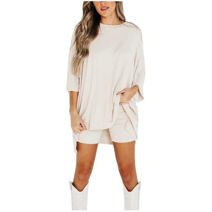 Summer Shorts Suit | Women's Loose T-Shirt & Slim Fit Pants-Metro Lane Plaza