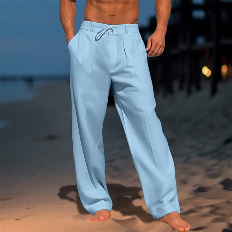 Cameron | Men's Casual Wide Leg Drawstring Pants-Metro Lane Plaza