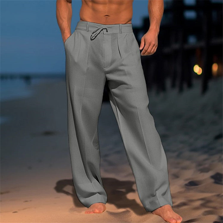 Cameron | Men's Casual Wide Leg Drawstring Pants-Metro Lane Plaza