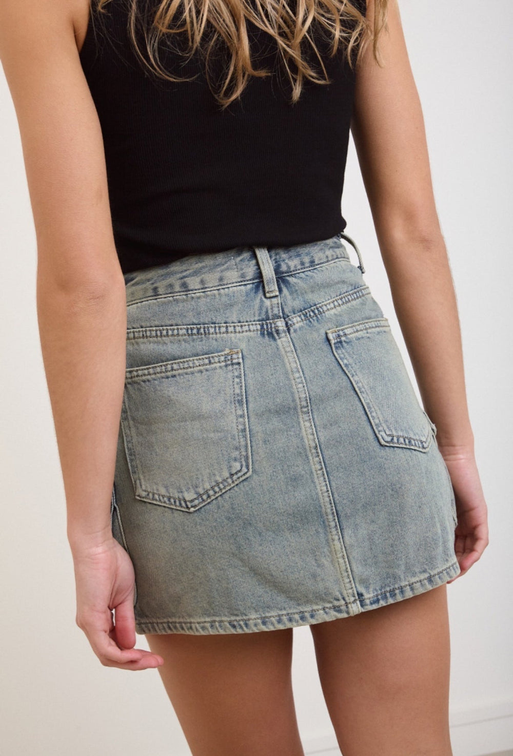 Women's Cargo Skort in Washed Denim – Stylish Design with Built-In Shorts-Metro Lane Plaza