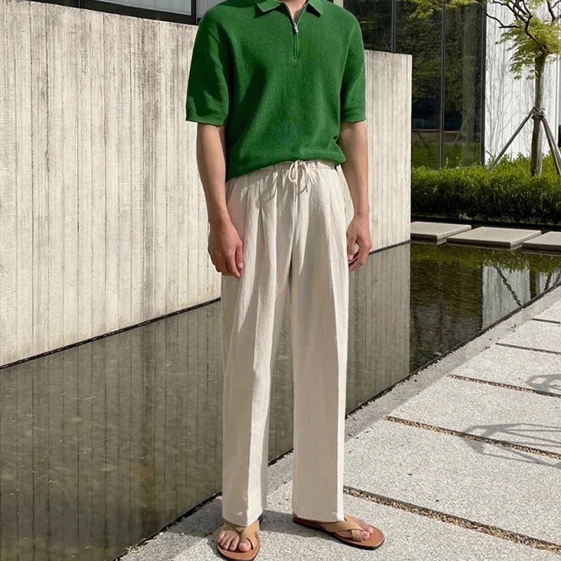 Carter | Men's Casual Drawstring Wide Leg Trousers